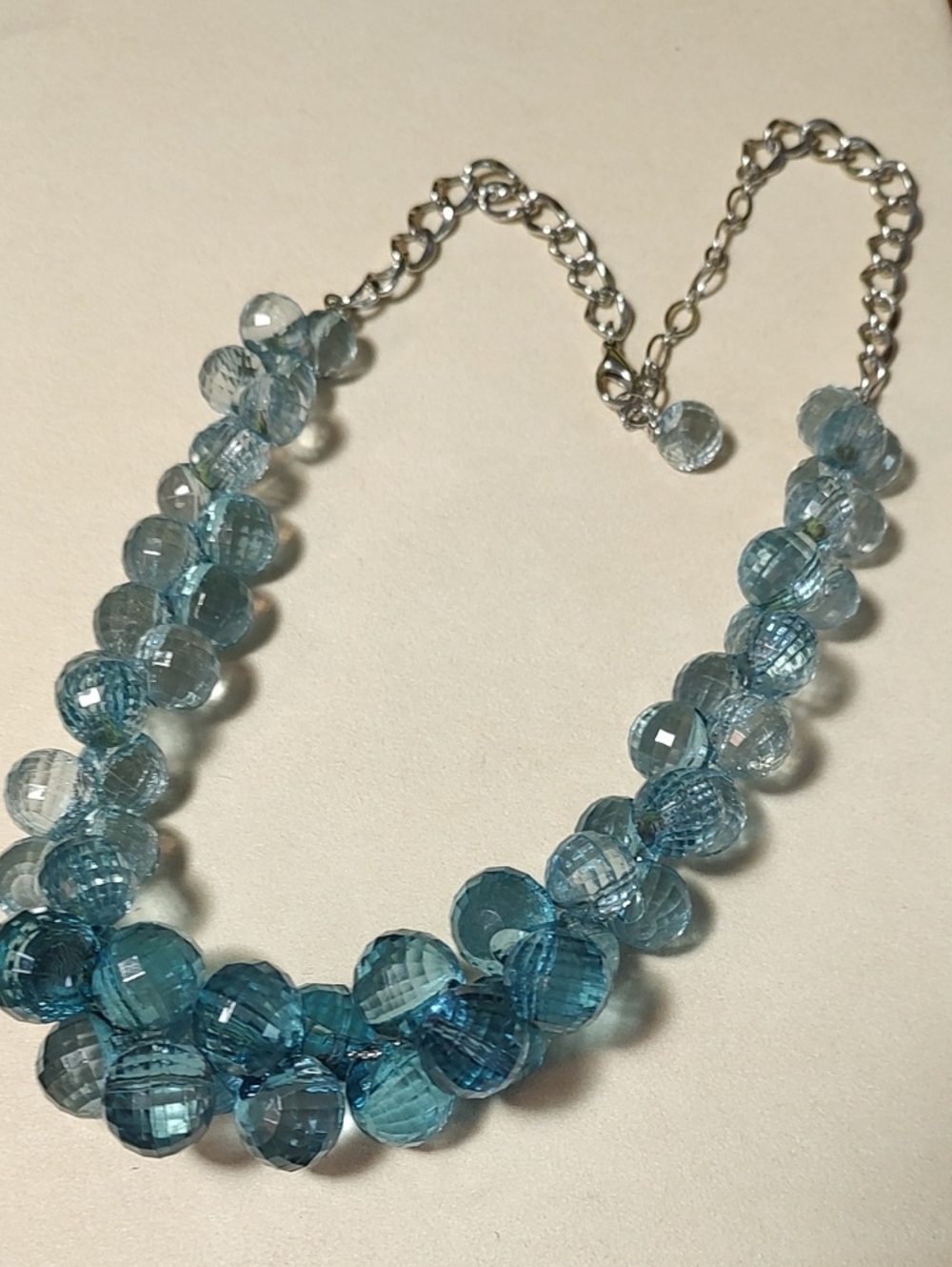 Blue Faceted Bead Statement Necklace